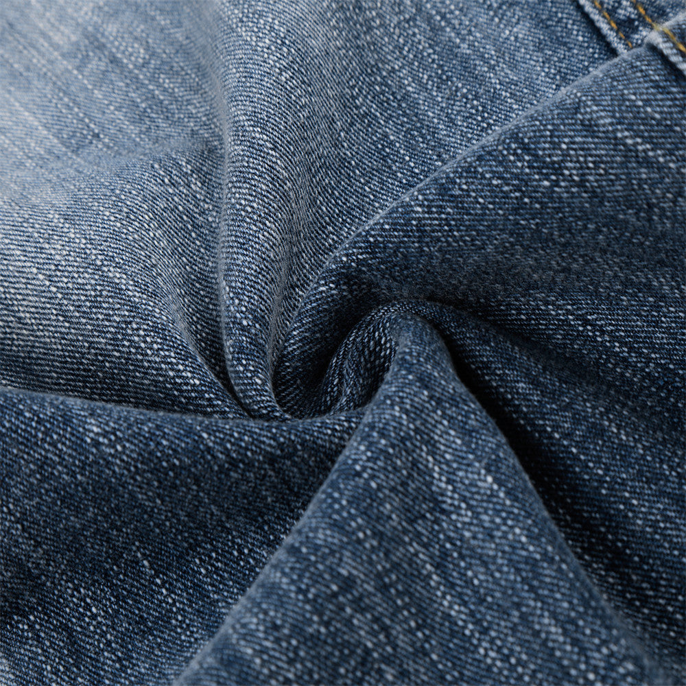 Vintage Washed Wide-Leg Jeans with Star Rhinestone Detail