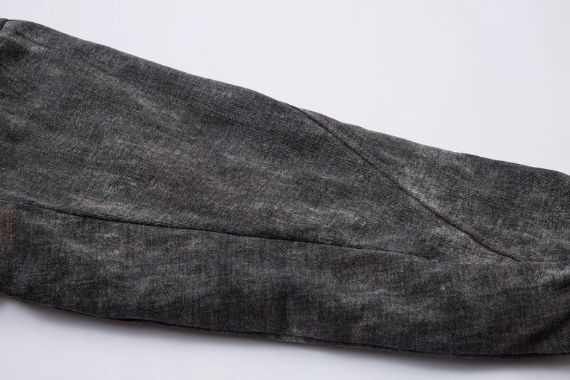 Washed Denim Bomber Jacket with Faux Fur Hood – Vintage American Style