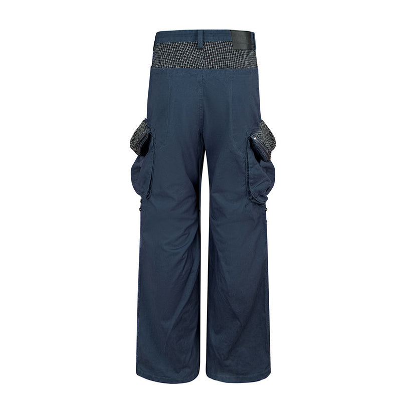 Men's Wide-Leg Cargo Pants with Multi-Pocket Utility Design