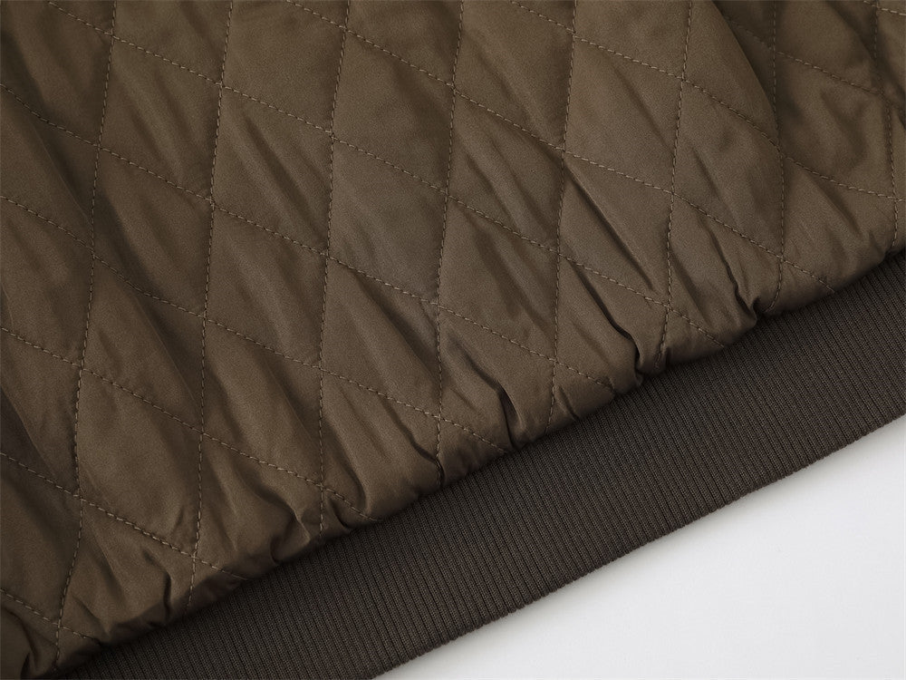 Veste bomber marron matelassée – Manteau homme zippé à col montant, style workwear