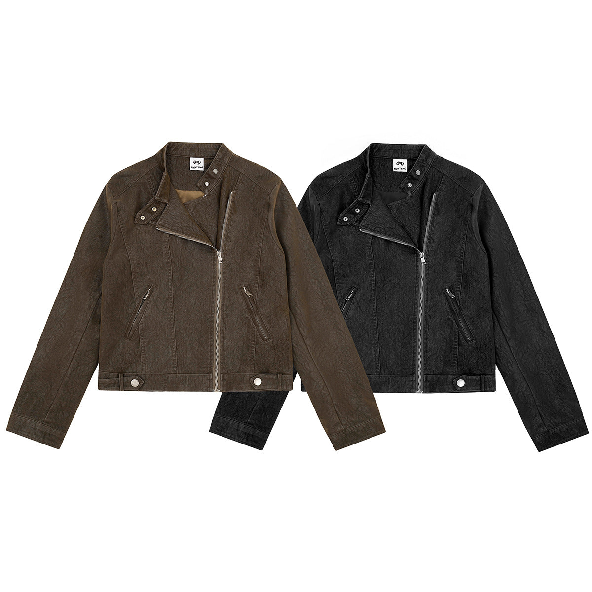 Cropped Moto Biker Jacket – Asymmetric Zip PU Leather Rider Coat