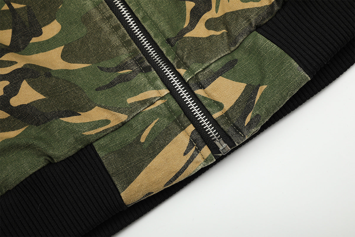 Camo Padded Bomber Jacket – Hooded MA-1 Flight Jacket with Grommet Detail