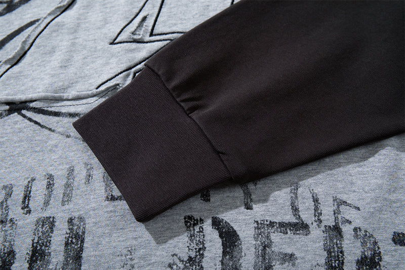 T-shirt oversize color block à motif, manches longues – Haut streetwear à effet deux pièces