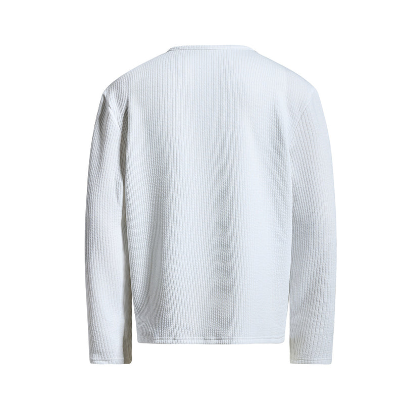 Men's Waffle Knit Henley Long Sleeve Shirt – Relaxed Fit Vintage Tee