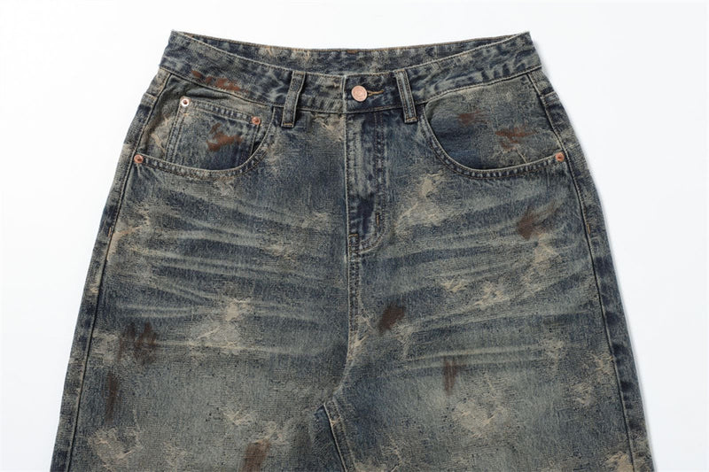 Wide Leg Jeans Mens Distressed Vintage Grunge Baggy Denim Pants