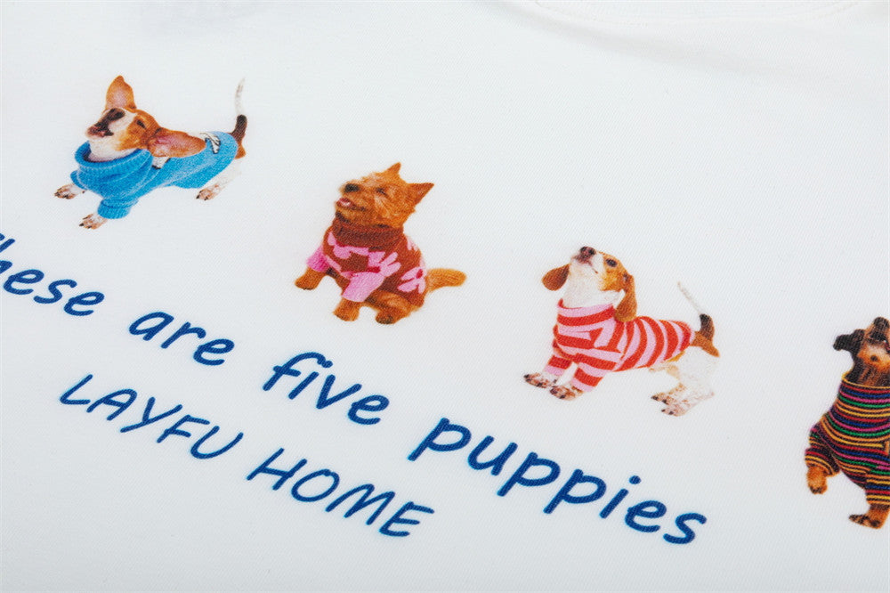Five Puppies T-Shirt mit Motiv – Unisex-T-Shirt mit kurzen Ärmeln und Rundhalsausschnitt