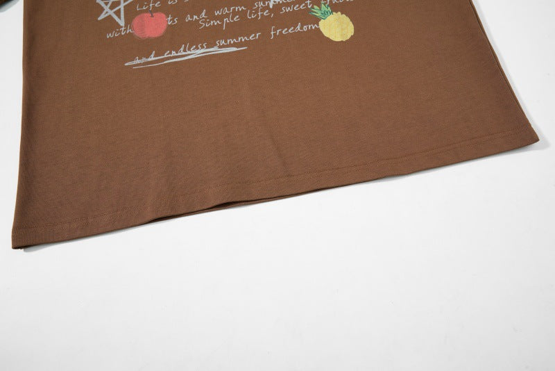 Summer Freedom Graphic T-Shirt | Sheep & Fruit Print Oversized Tee
