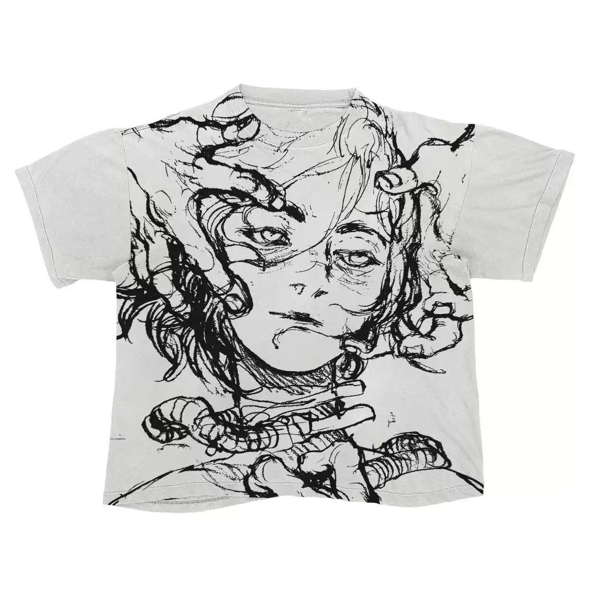 Timeless Silhouette Everyday Tee features an abstract line-drawn portrait on a light tee for versatile all-day wear.