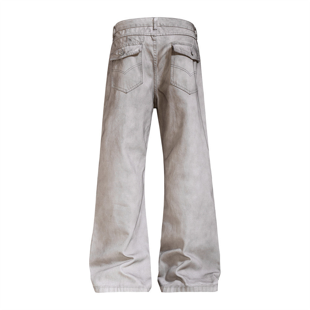 Distressed-Flare-Jeans – Herren-Wide-Leg-Denim in verwaschener Optik mit Knitterdetails