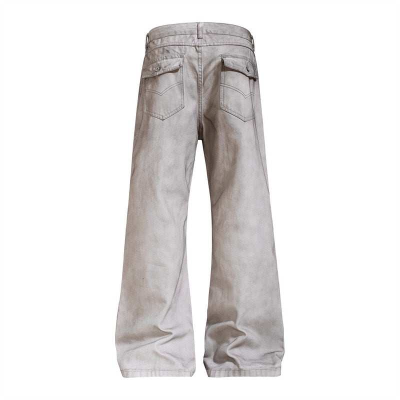 Distressed-Flare-Jeans – Herren-Wide-Leg-Denim in verwaschener Optik mit Knitterdetails