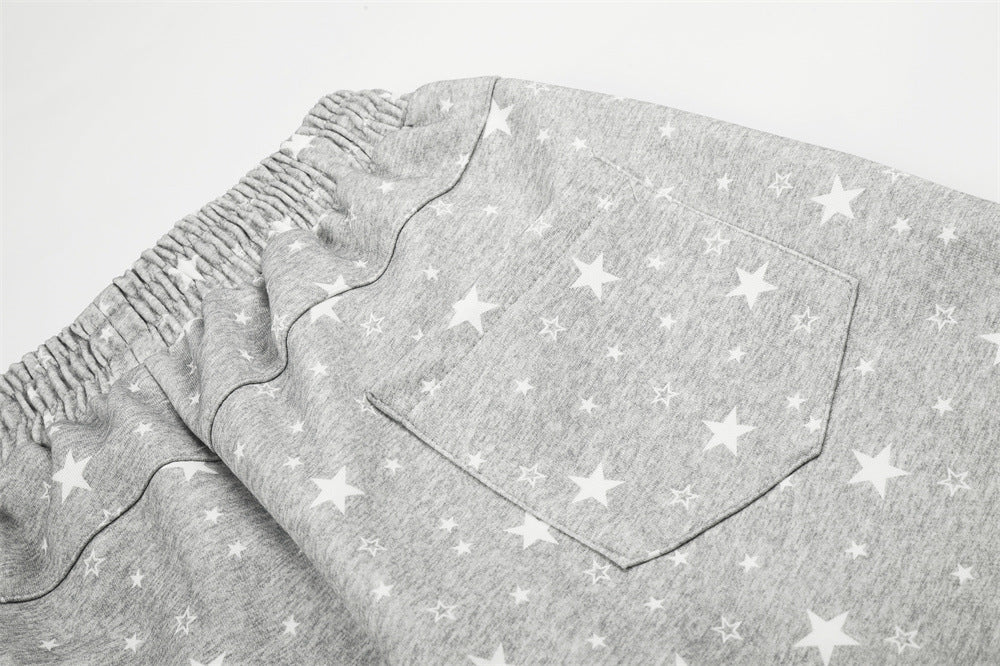 Star Print Wide-Leg Sweatpants – Oversized Streetwear Jogger Pants