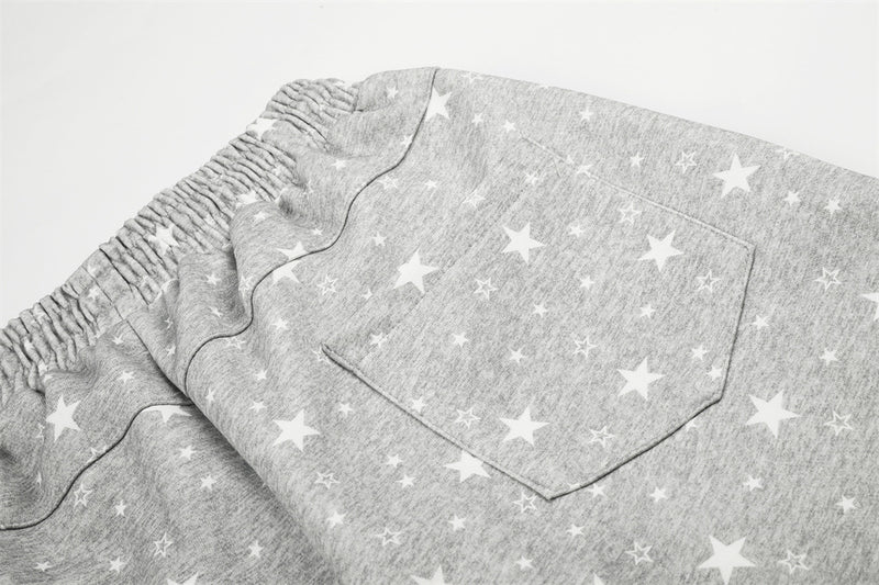 Star Print Wide-Leg Sweatpants – Oversized Streetwear Jogger Pants