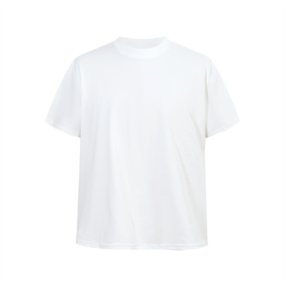 Camiseta de hombre de cuello redondo y manga corta – Camiseta lisa de corte relajado