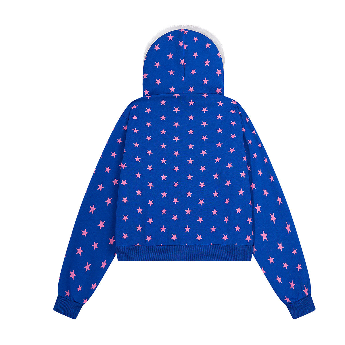 Hoodie zippé à motif étoiles, capuche bordée de fausse fourrure et motif « I ♥ Me »