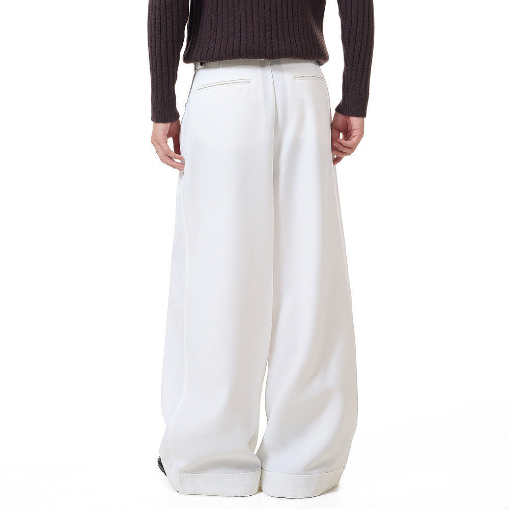 Herrenhose mit weitem Bein und Bundfalten – Loose Fit, unifarben