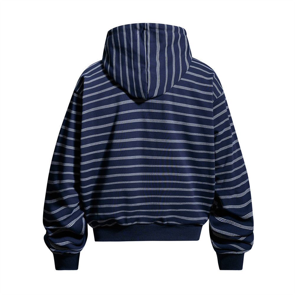 Striped Zip-Up Hoodie – Oversized Relaxed Fit Full-Zip Sweatshirt