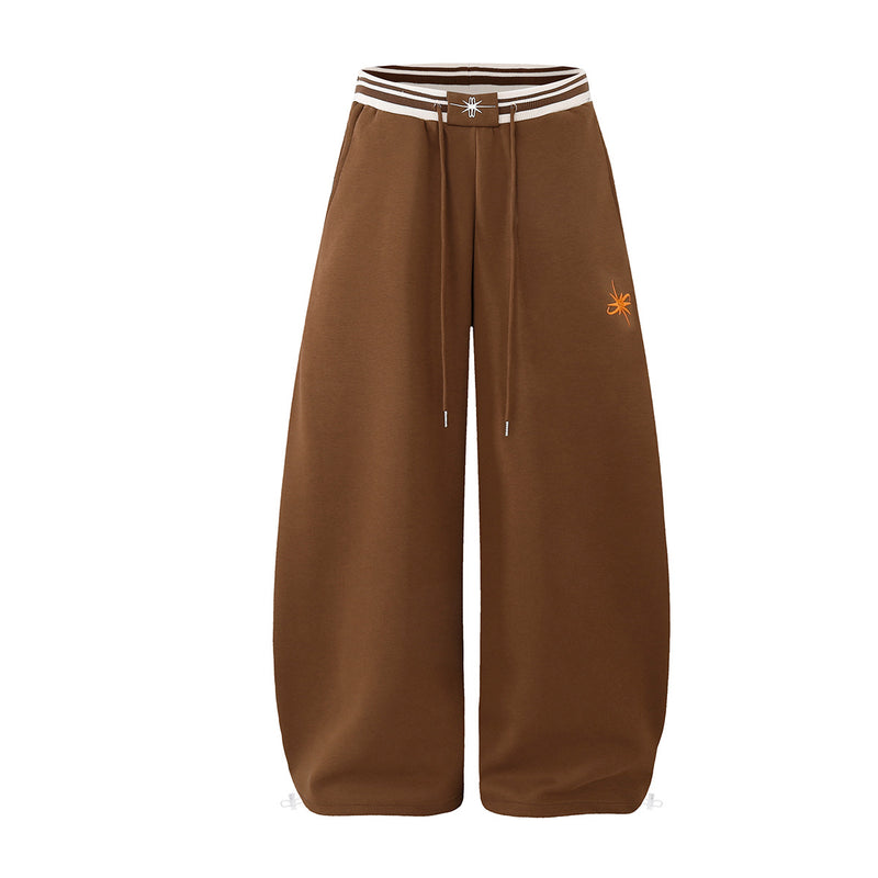Jogginghose mit weitem Bein und gestreiftem Kontrastbund – Fleecehose mit Relaxed Fit
