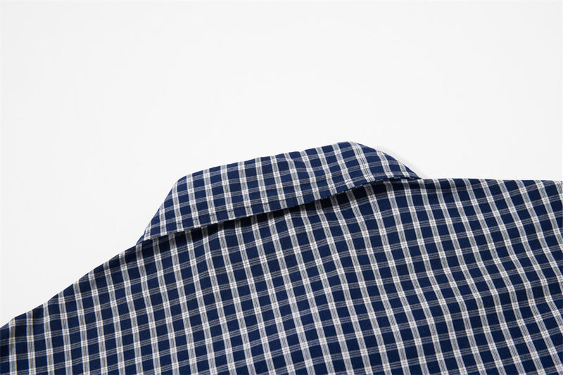 Camisa de manga larga con degradado de cuadros – Corte oversize con estampado de letras