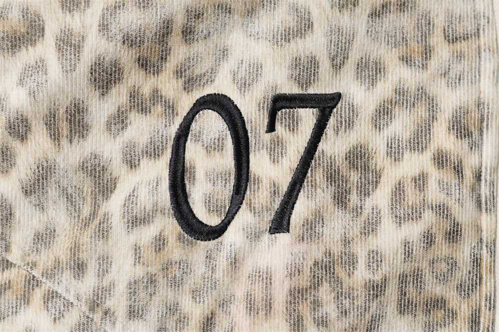 Leopard Print Hooded Bomber Jacket with Faux Fur Trim