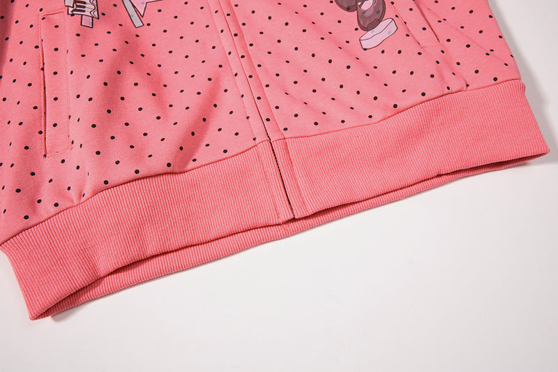 Sweat à capuche zippé anime – Sweat court à pois avec illustration d’ange
