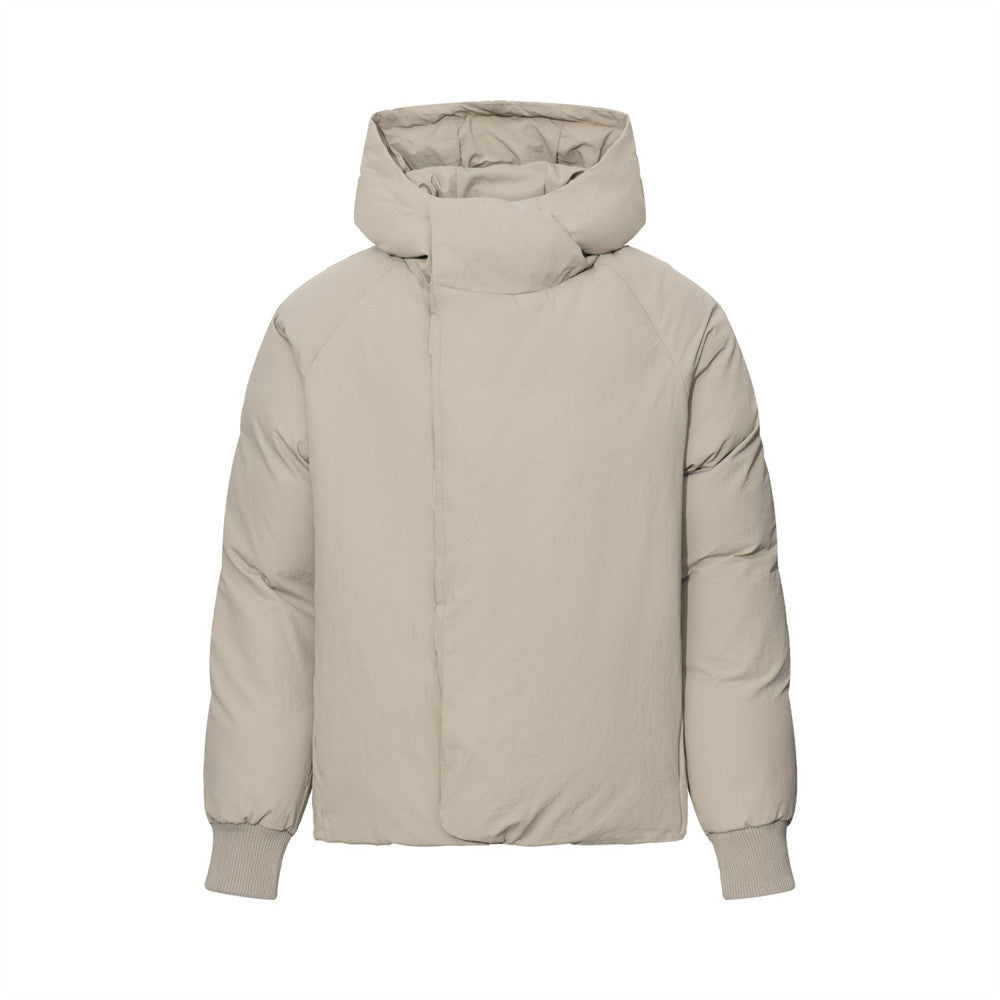 Men's Oversized Hooded Puffer Jacket – Solid Color Relaxed Fit Winter Coat