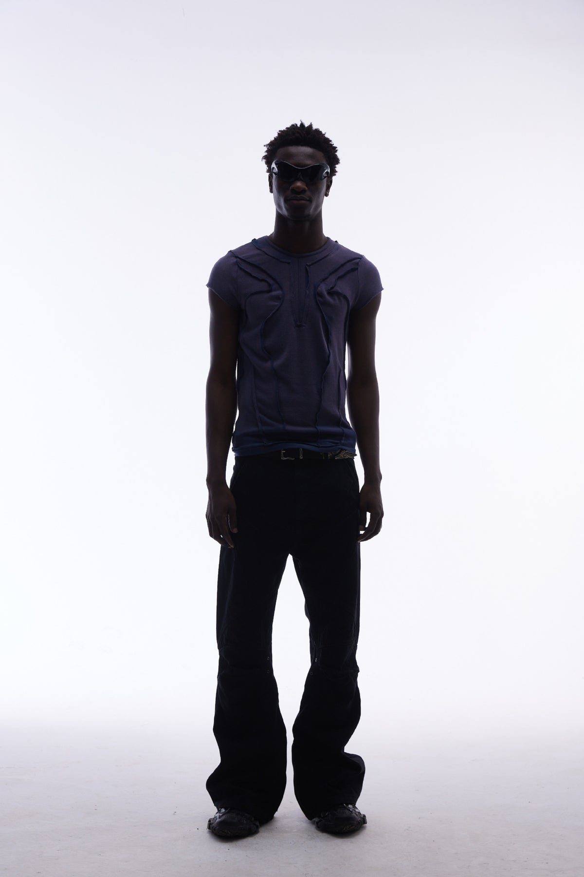 T-shirt manches courtes déconstruit à coutures 3D en relief – Streetwear délavé coupe ajustée