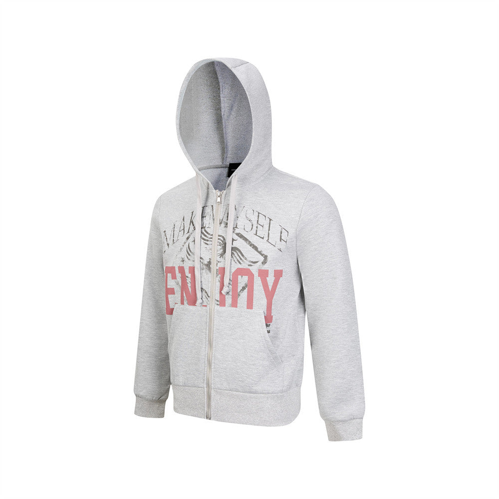 Zip Up Graphic Hoodie – MAKE MYSELF ENJOY Eagle Print Streetwear Sweatshirt