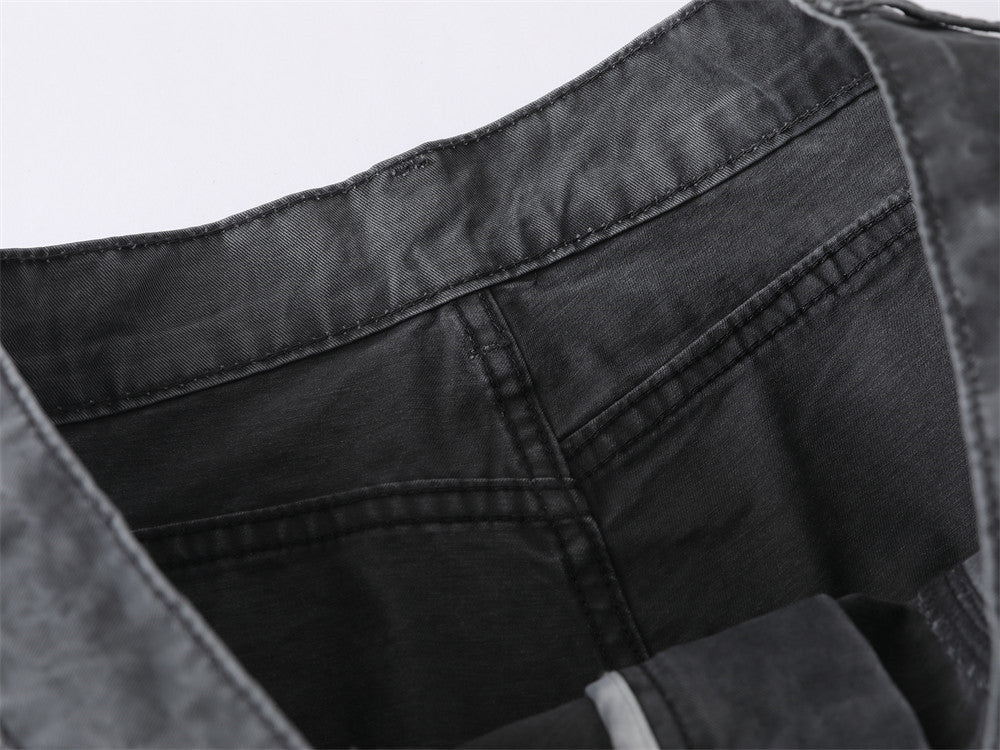 Wide-Leg Cargo Pants – Washed Vintage American Workwear with Oversized Pockets