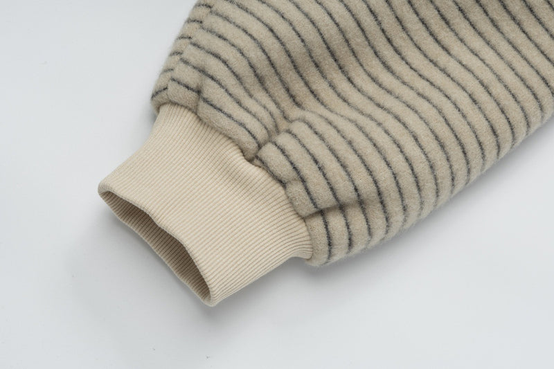 Sudadera con capucha y cremallera de rayas con orejas de conejo — Cárdigan reversible de doble cara
