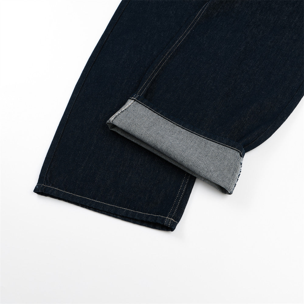 Jean homme wide leg délavé foncé avec détail de broderie étoile