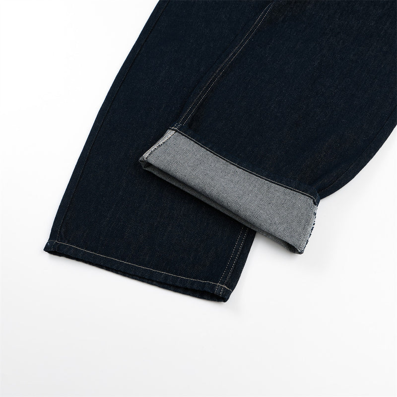 Jean homme wide leg délavé foncé avec détail de broderie étoile