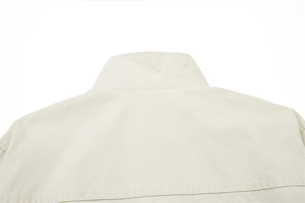 Men's Cargo Bomber Jacket with Multi-Pocket Stand Collar, Relaxed Fit