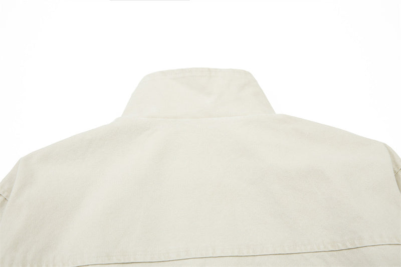 Men's Cargo Bomber Jacket with Multi-Pocket Stand Collar, Relaxed Fit