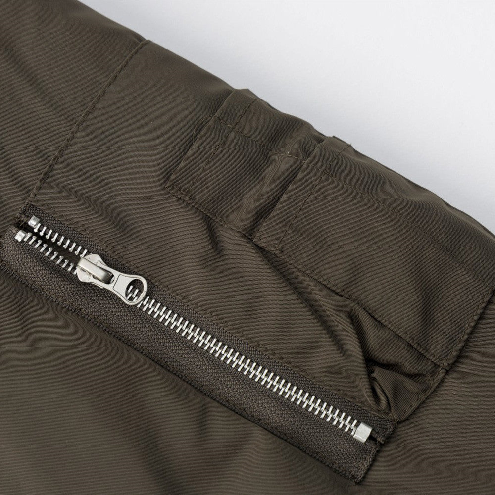 Olive Bomber Jacket Men – Sherpa Collar Padded Flight Jacket