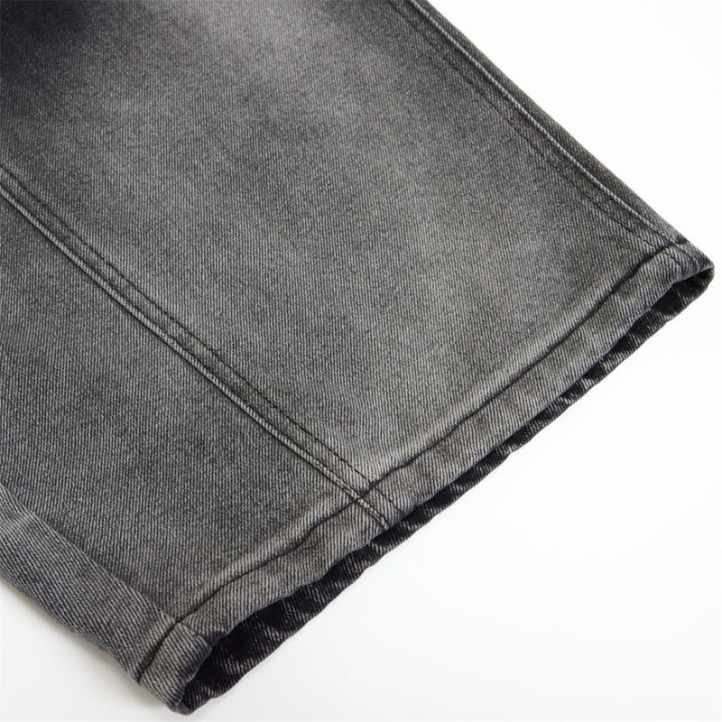 Wide-Leg Gradient Washed Jeans – Deconstructed Curved Seam Baggy Denim