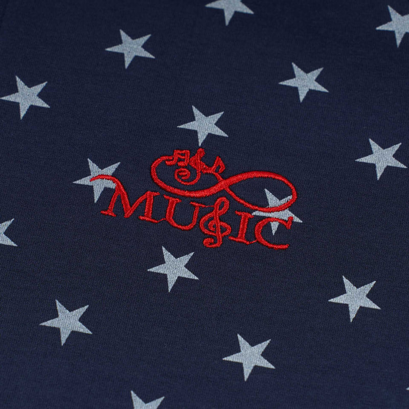 Chaqueta Deportiva con Estrellas – Cremallera Completa, Cuello Alto y Rayas Laterales