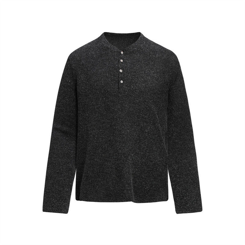 Men's Ribbed Knit Henley Sweater – Long Sleeve, Relaxed Fit