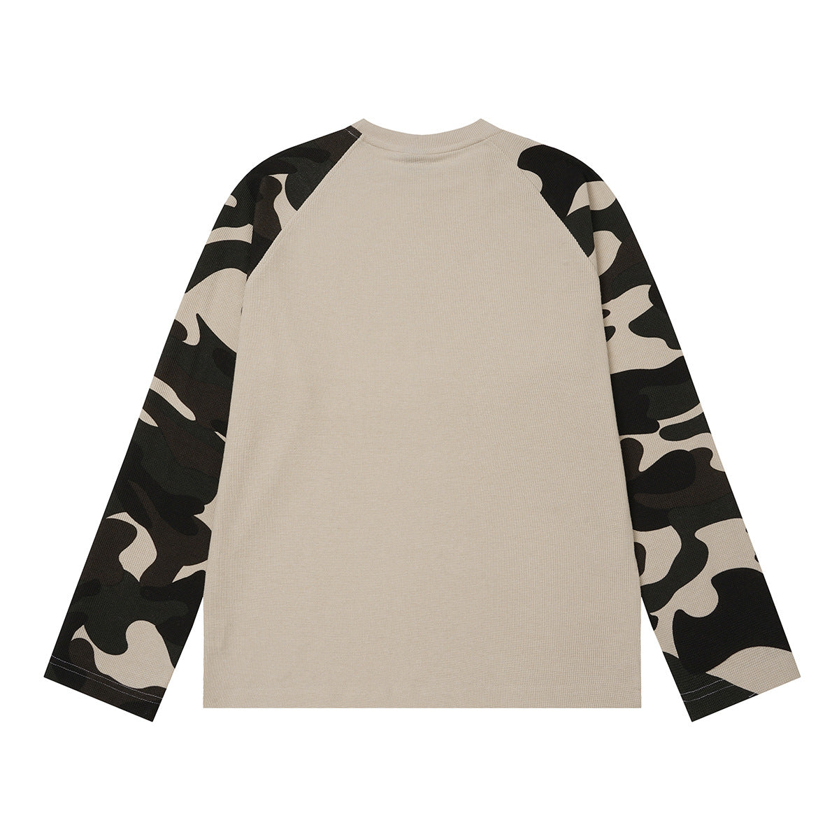 Baggy Long Sleeve Shirt – Camo Raglan Sleeves & Vintage Rock Graphic