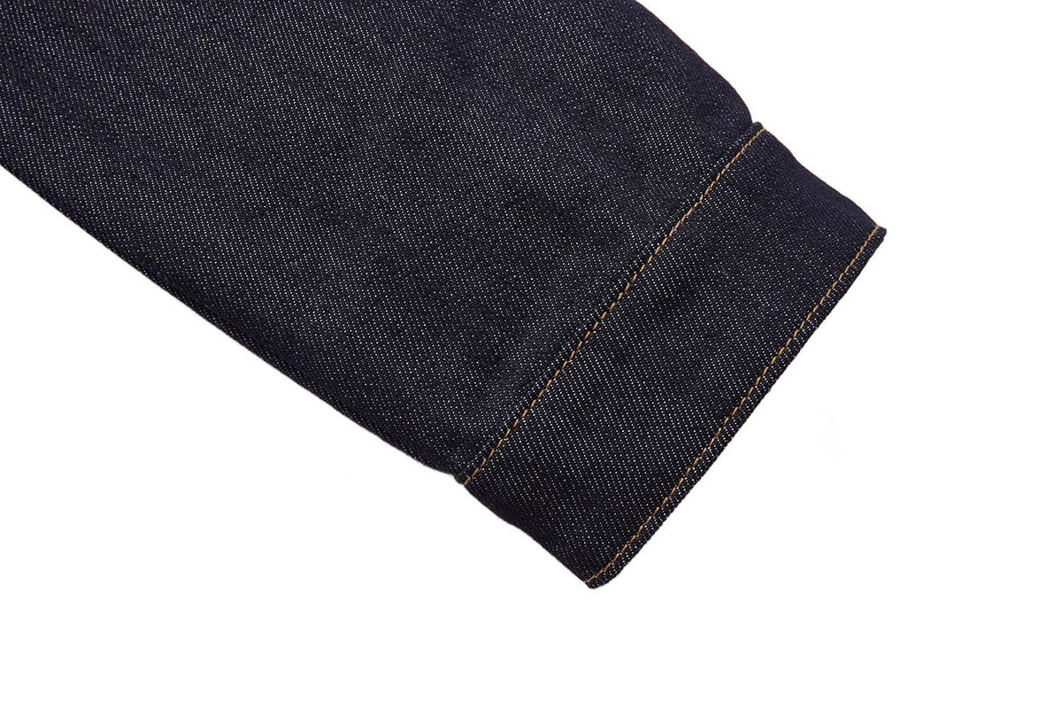 Dark Indigo Denim Moto Jacket – Stand Collar, Cropped Fit, Snap Buttons