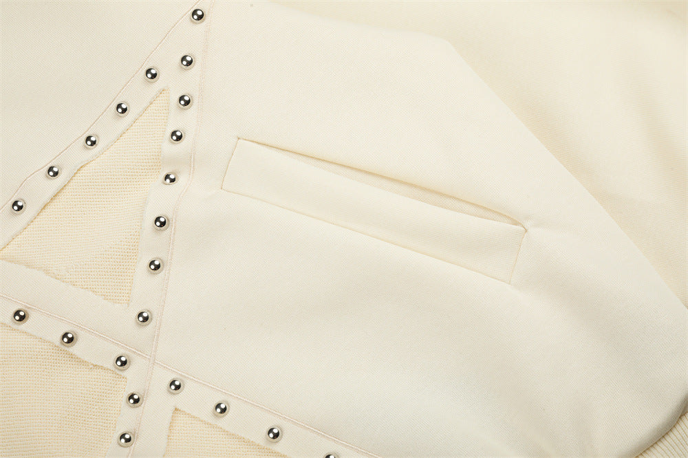 Men's Zip-Up Hoodie with Patchwork Star Stud Detail