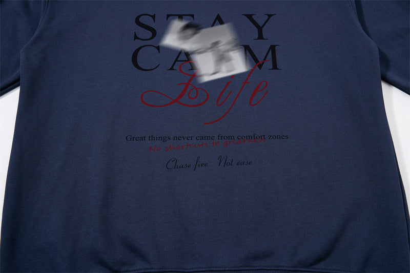Stay Calm Life Graphic Crewneck Sweatshirt – Oversized Streetwear Pullover