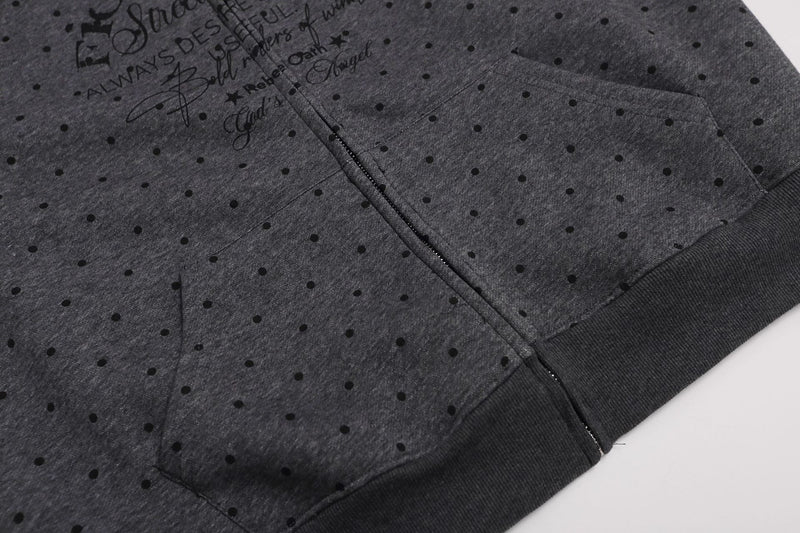 Punktierter Zip-Hoodie mit Street-Grafikprint und seitlichen Streifendetails