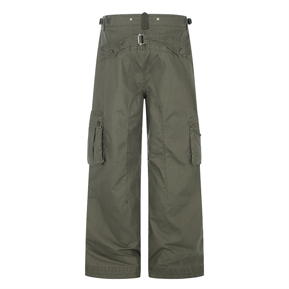 Wide-Leg Cargo Pants – Multi-Pocket Straight-Fit Workwear Trousers