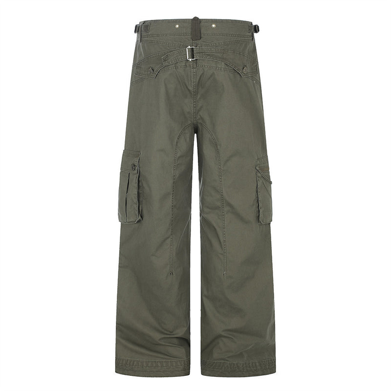 Wide-Leg Cargo Pants – Multi-Pocket Straight-Fit Workwear Trousers