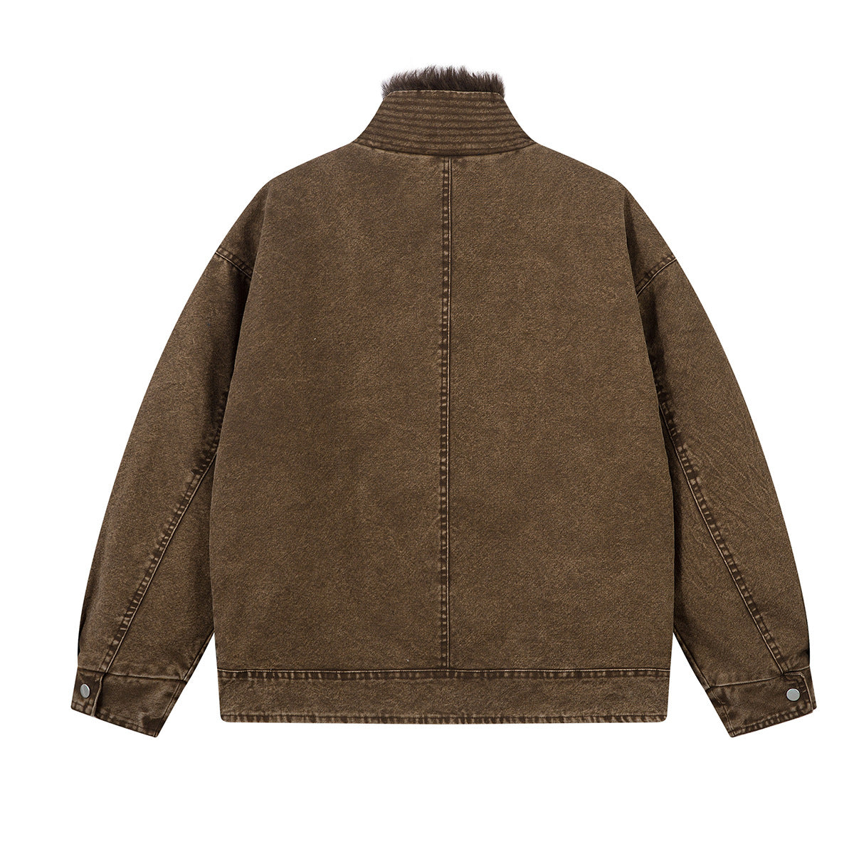 Sherpa Lined Denim Jacket with Fur Collar & Toggle Clasps
