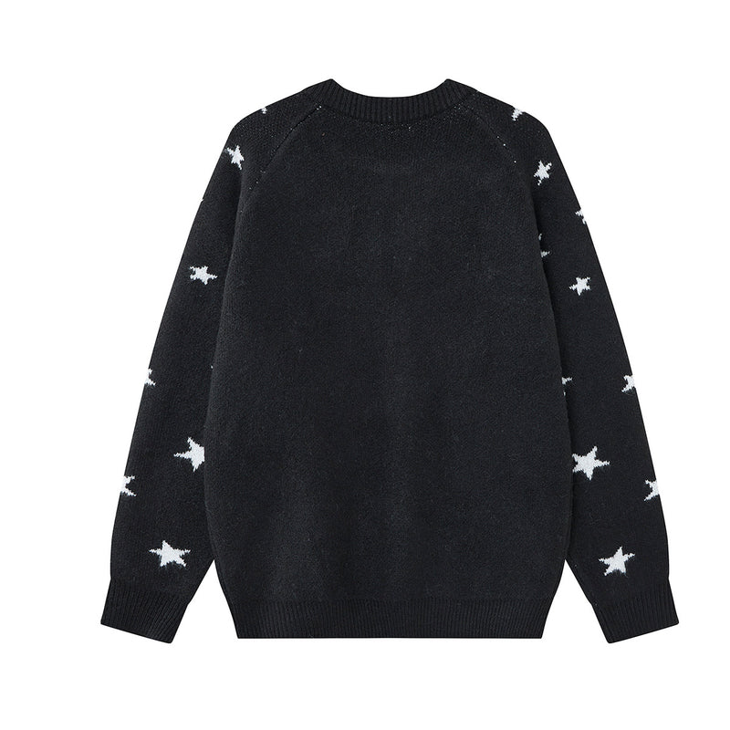 Gilet-pull zippé en maille jacquard avec imprimé lettres