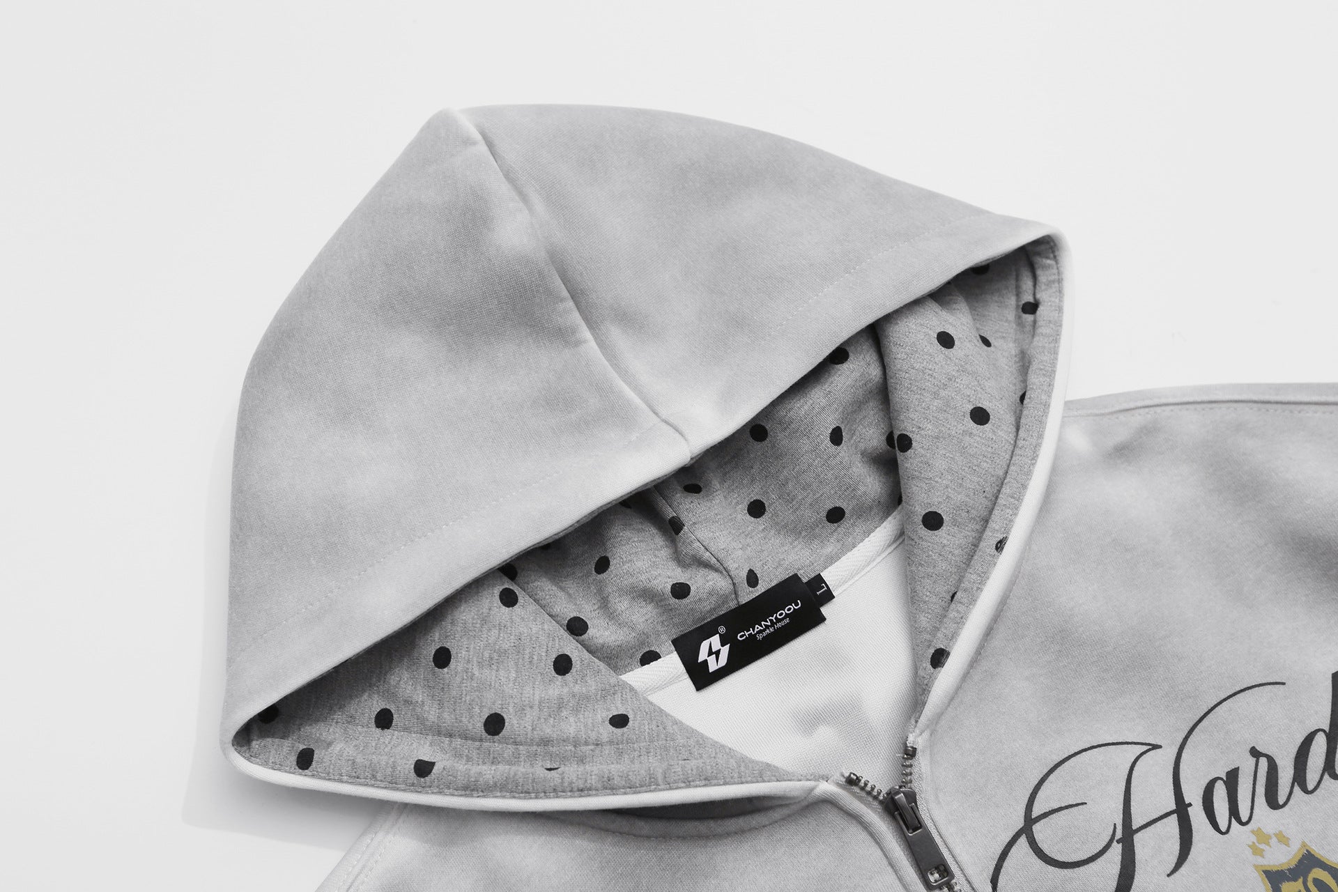 Grunge-Zip-Hoodie – Vintage-Washed-Crop-Streetwear-Zip-up mit Script