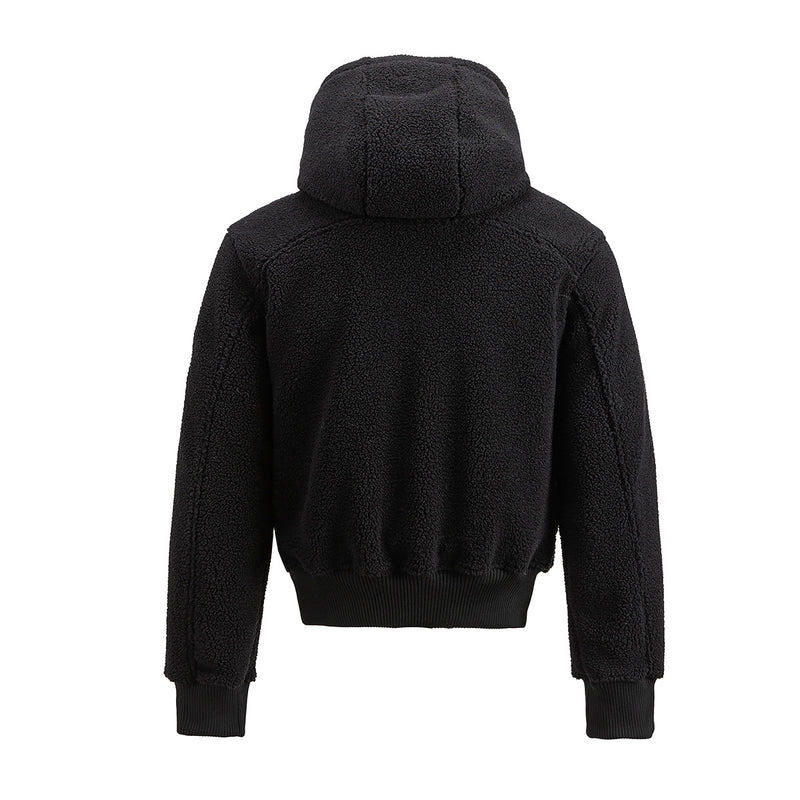 Sherpa Fleece Zip-Up Hoodie Jacket – Varsity Embroidered Teddy Coat