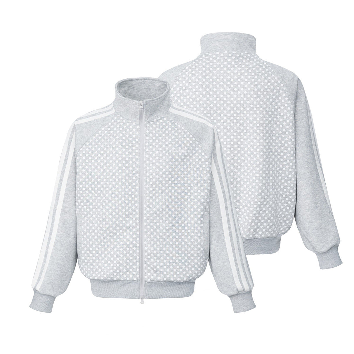 Veste de survêtement zippée à col montant, pois et manches à bandes