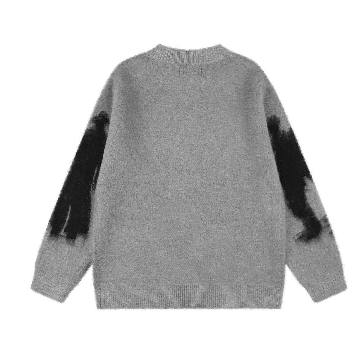 Shadow Figure Fuzzy Knit Zip-Up Cardigan Sweater – Dark Streetwear Jacquard